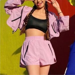 Zara Lavender Purple Athletic Nylon High Waist Shorts